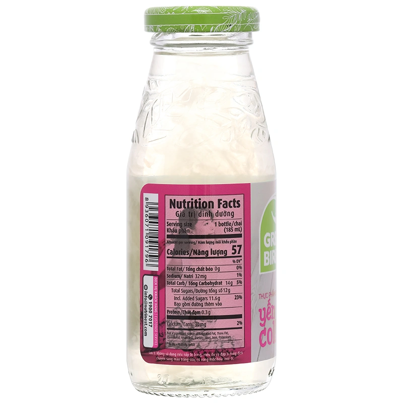 Nước yến Collagen Green Bird Nutrinest lốc 6 chai x 185ml - 8